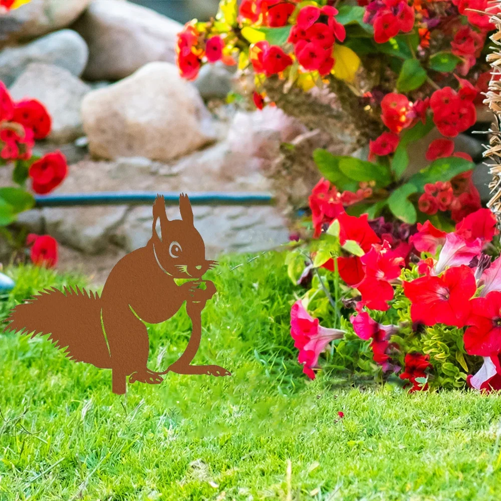 CIFBUY Metal Wall Art Rabbit Squirrel For Home Garden Patio Decor Iron Hanging Signage Plaque Wall Sculpture Ornament Accent
