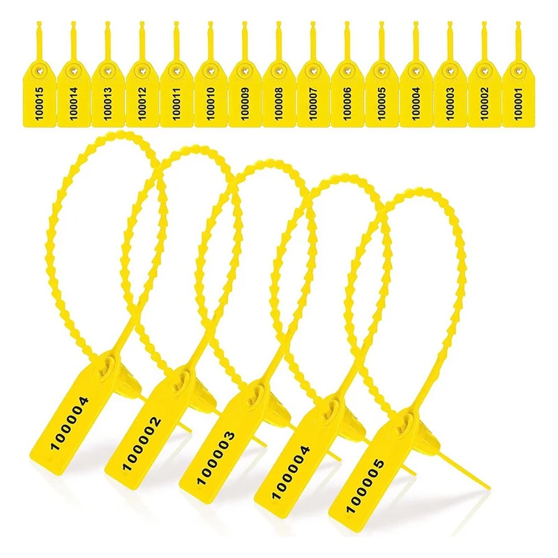 1000 Pcs Plastic Tamper Seals Fire Extinguisher Tags Security Tags Seals Safety Numbered Zip Ties Labels (Yellow)