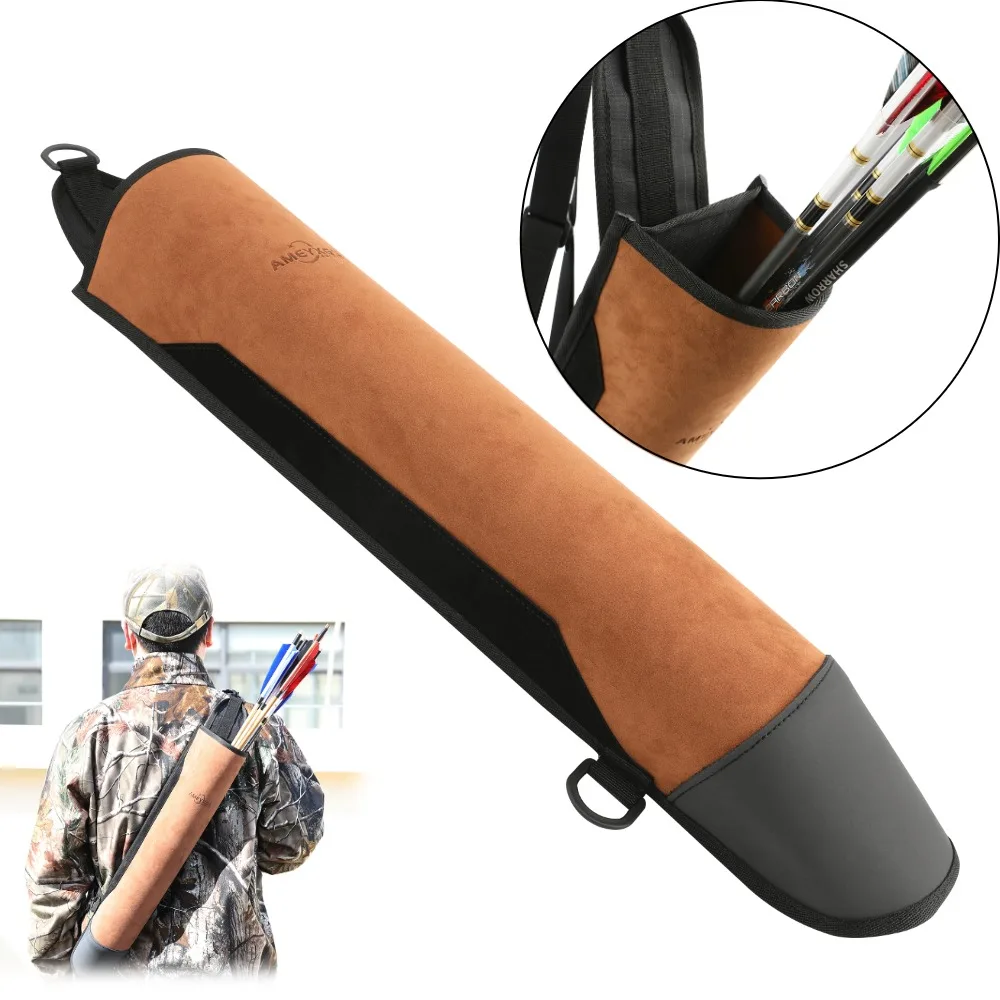 

1pc Archery Quiver Arrow Bag Leather Arrow Bag Traditional Recurve Compound Bow and Arrow Outdoor Hunting Shooting Accessory