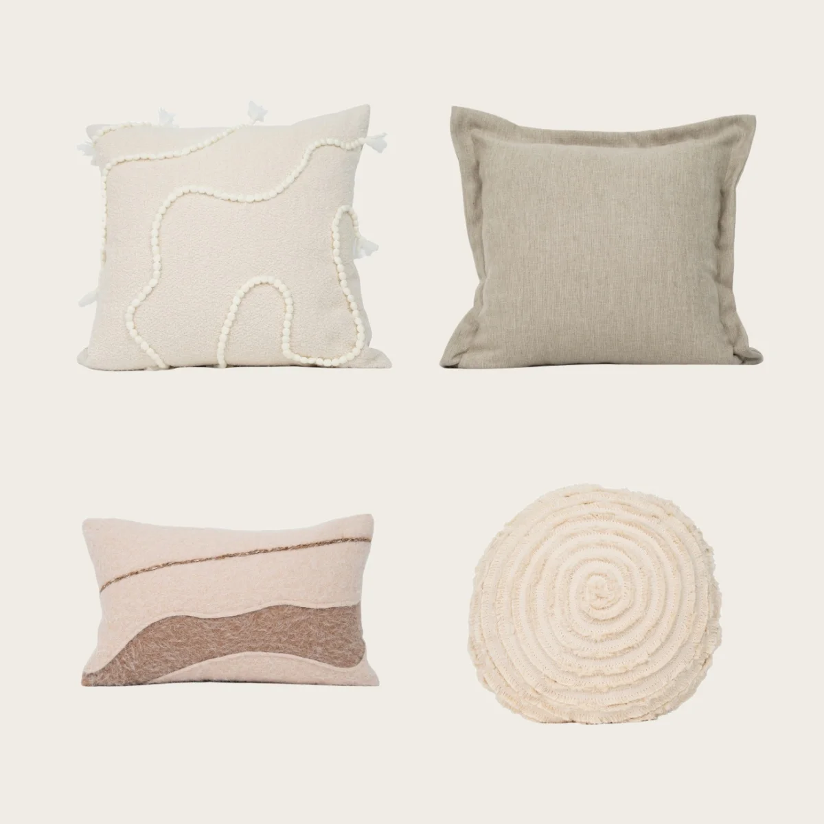 

Mid-Century Beige Coffee Pillowcase Wabi-Sabi Style Sofa Cushion Cover Hand Woven Rope Lumbar Pillow Cover Backrest