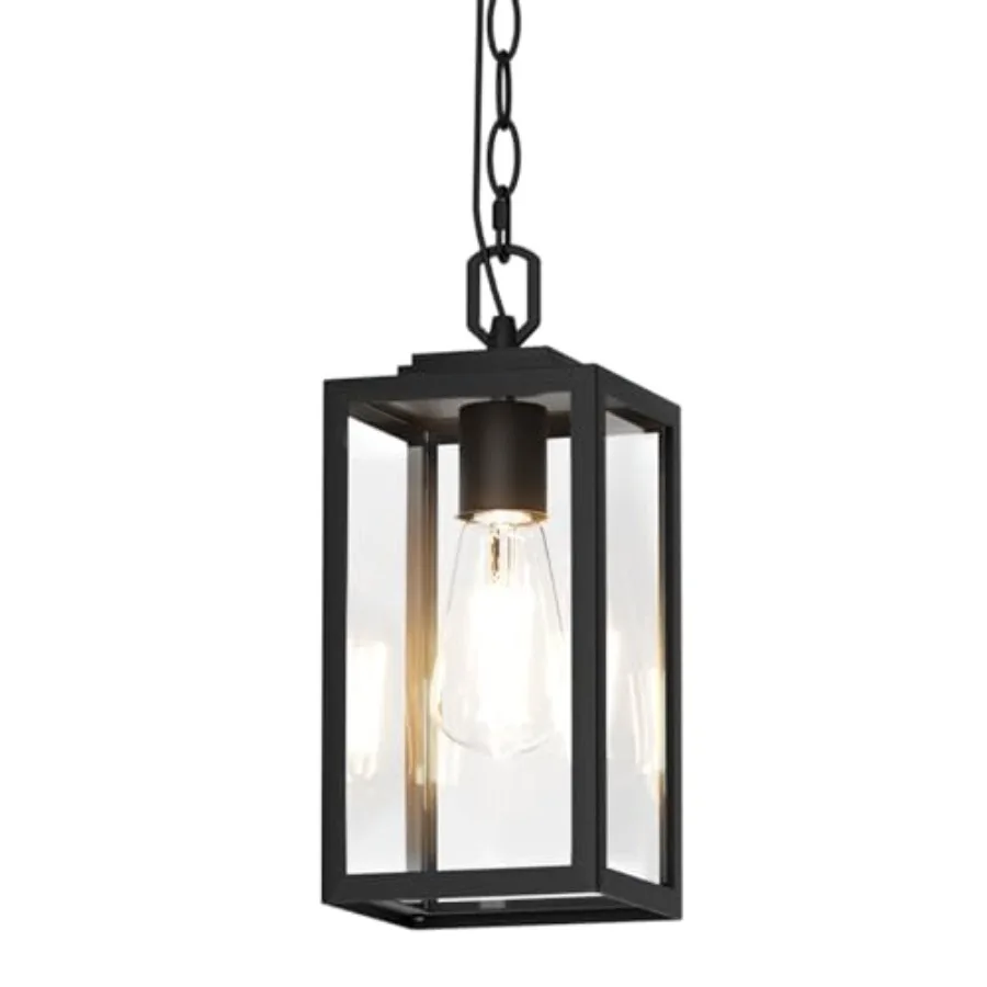 

Modern Outdoor Pendant Light 1-Light Outdoor Hanging Lantern Light Matte Black Aluminum with Clear Glass Exterior Pendant Light