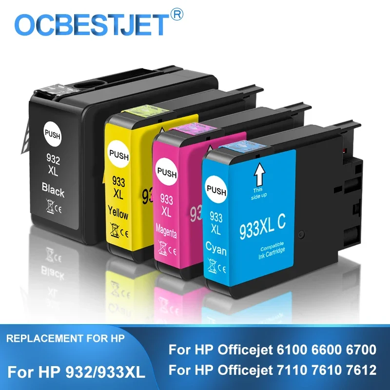 932XL 933XL 932 933 XL Compatible Ink Cartridge For HP Officejet 6100 6600 6700 7110 7610 7612 [Third Party Brand] For HP