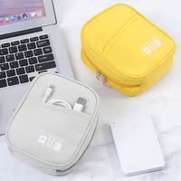 Oxford Travel Cable Bag Shockproof Multi-layer Digital Storage Pouch Solid Color Electronic Accessory Storage Bag