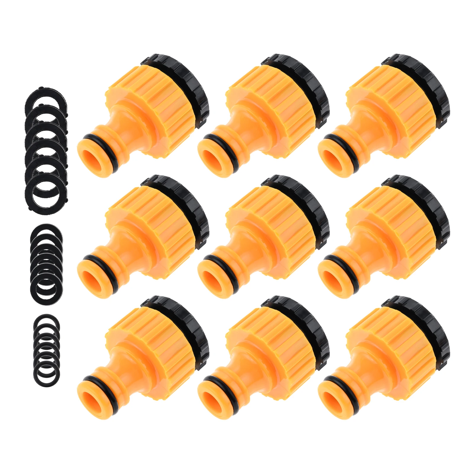 9 buah konektor keran koneksi selang taman, 1/2 inci 3/4 inci 2-in-1 konektor keran adaptor keran taman dengan benang