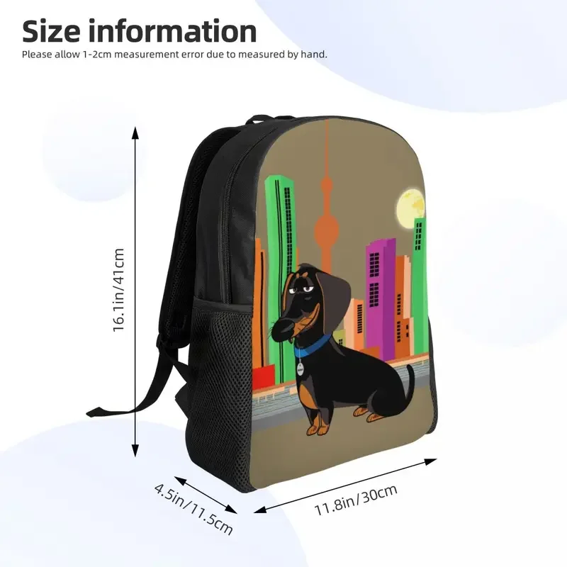 Mochila de texugo Dachshund personalizada, Bookbag básico colorido para faculdade, Weener Sausage Dog Bags para homens e mulheres