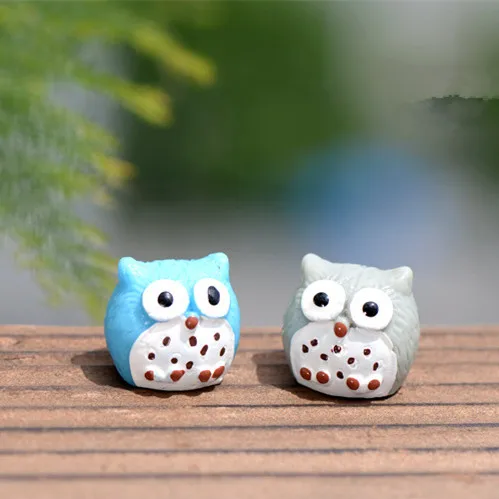 Micro Landscape Figurines Lovely Mini Owls DIY Resin Crafts Miniatures Garden Flower Plant Pot Decoration Dollhouse Toys Statue