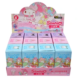 12 pz/scatola Sanrio Action Figure portachiavi Hello Kitty Kuromi Cinnamoroll Melody portachiavi Bell Keychai Dolls Toy For Girl Gift