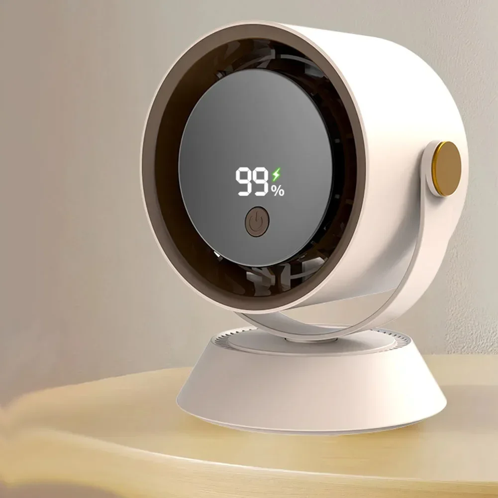 Portable Rechargeable Fan with Digital Display and Turbine Airflow Compact Design for Office and Household Air Circulation
