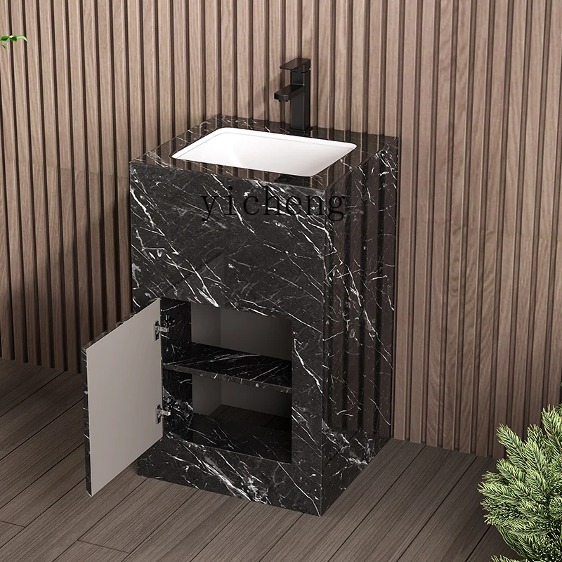 HYS rock slab column basin balcony wash basin integrated floor courtyard ceramic wash basin