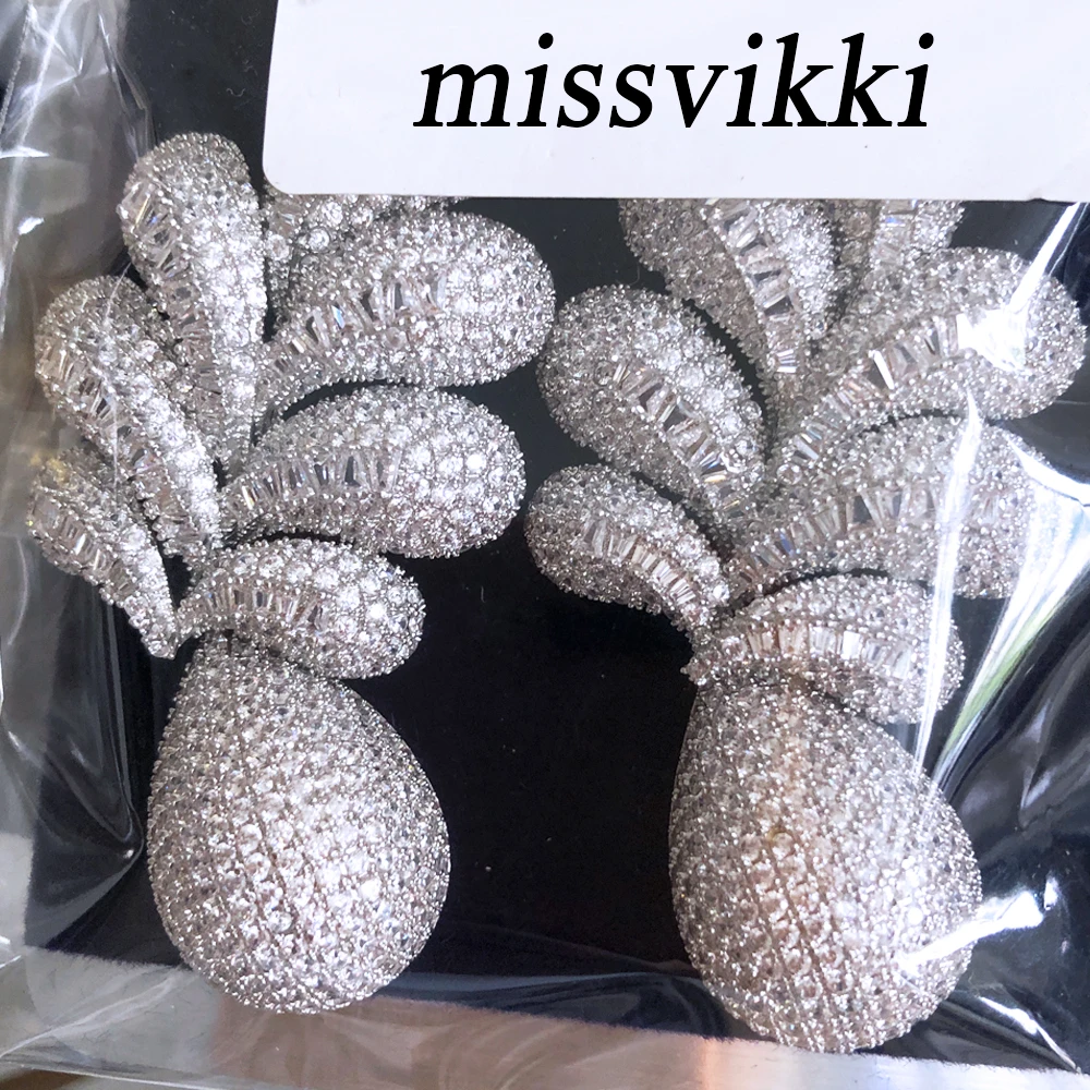 

Missvikki Big Shiny Earrings Full Cubic Zircon Drop Earring For Bridal Wedding Party Jewelry Luxury Gorgeous High Quality