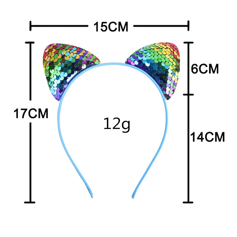 New Children\'s Sequined Explosive cartoon sweet headband custom flip fish scale sequin cat ear jewelry Accessories Headwear