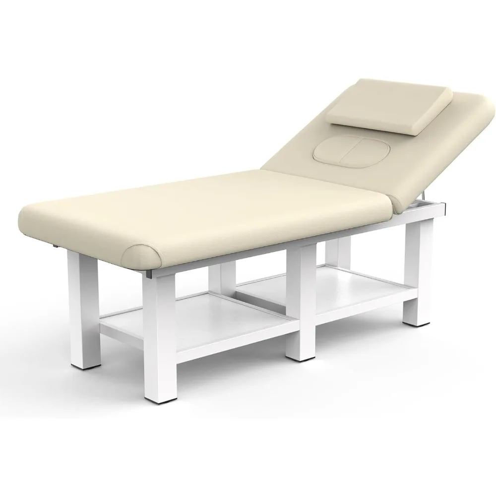 Stationärer Massagetisch – Robuster Massagetisch mit offenem Brustdesign und verstellbarer Rückenlehne, Behandlungstische mit großem