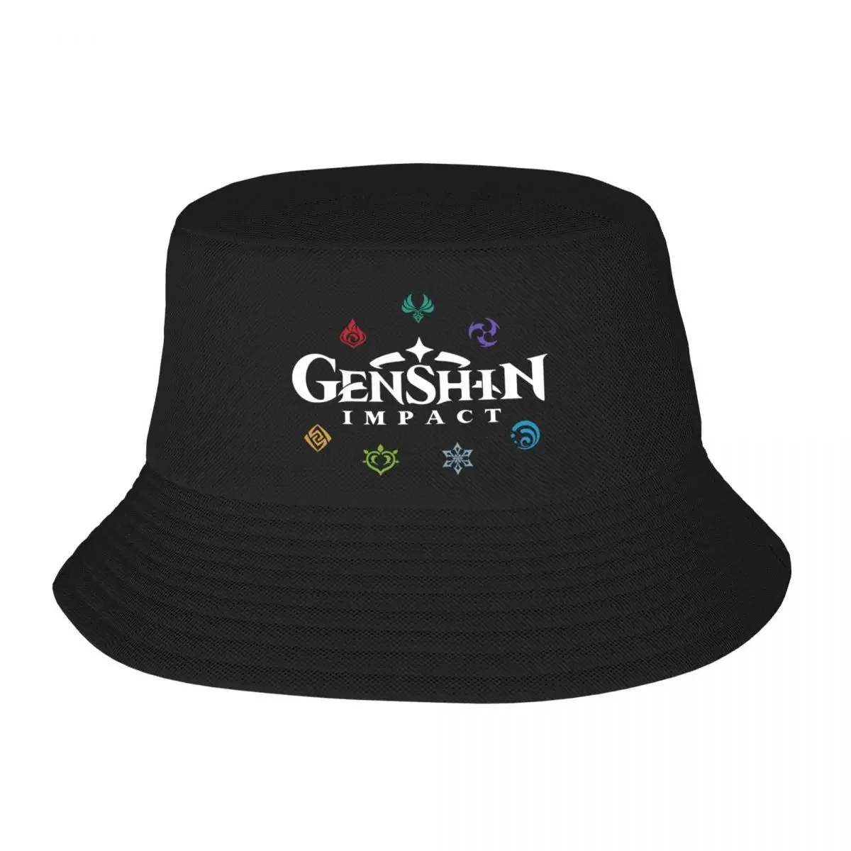 Custom Genshin Impact Elements Bucket Hat Women Men Game Anime Beach Sun Summer Camping Fishing Cap