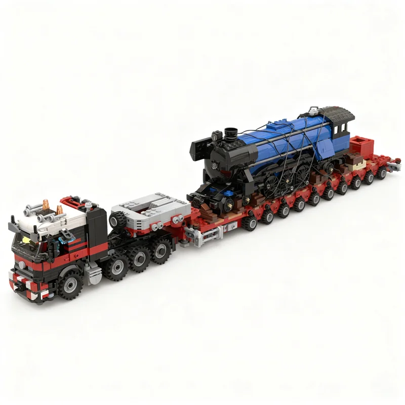 2394pcs MOC 8x4 Semi-Tractor 10-Axle STZ Extendable Low-Loader City Cargo Model Building Blocks Toys Architecture Christmas Gift