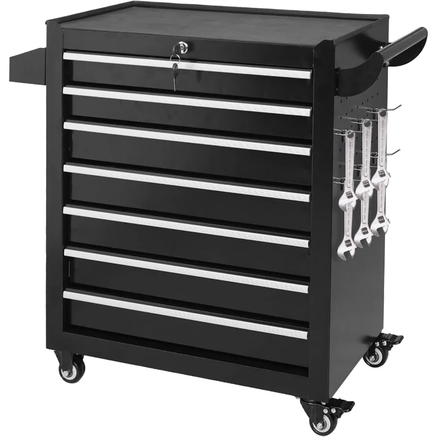 

7-Drawer Tool Chest with Wheels and Adjustable Drawers for Efficient Garage Organization Ideal for Moving Gift-Giving and Daily