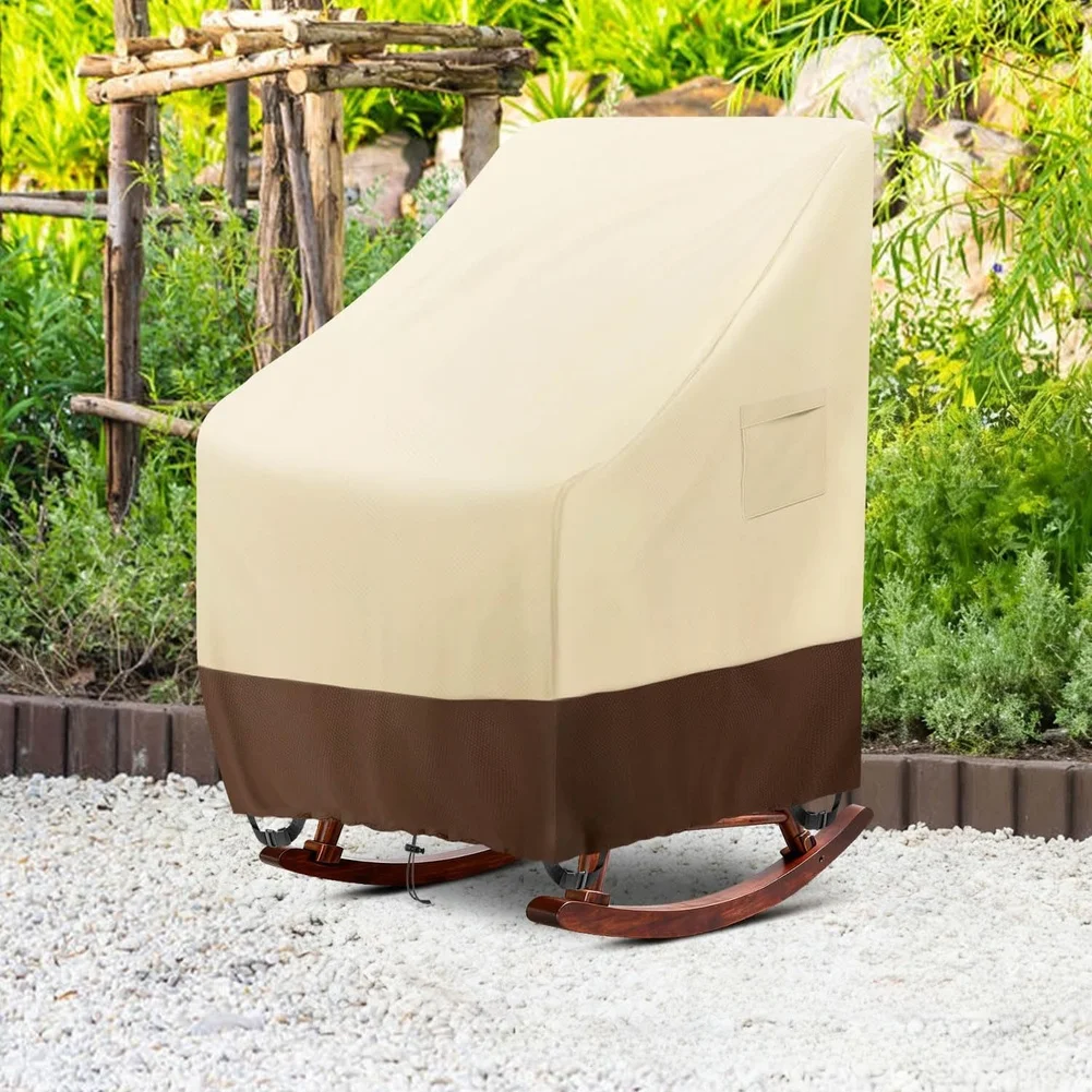 Oxford Cloth Rocking Chair Cover Waterproof for Outdoor Use Windproof Dust Resistant 69W x 86D x 114H CM Beige
