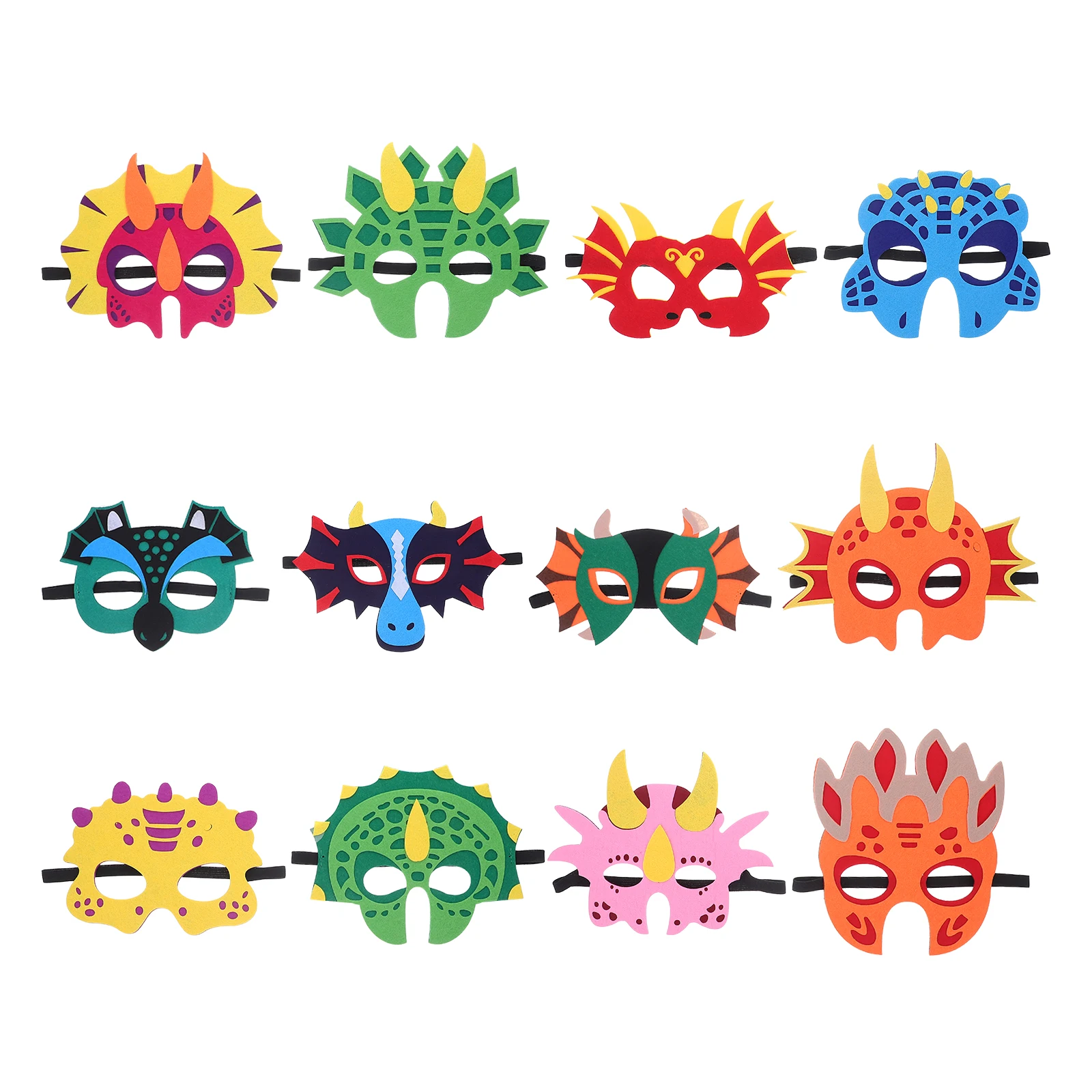 

12 Pcs Felt Halloween Party Mask Cosplay Face Clothing Dinosaur Masks Animal Birthday Supplies Masquerade Child