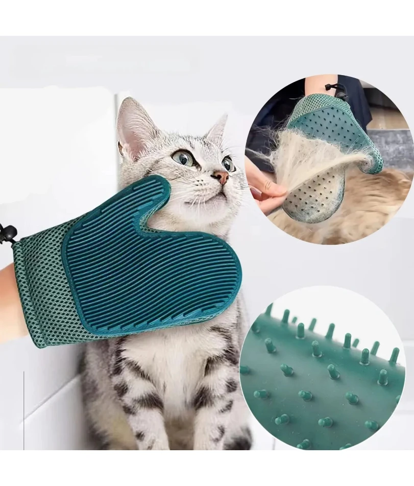 

2 In 1 Cat Hair Glove & Pet Fur Remover Glove, Dog Grooming Glove Brush For Shedding, Pet Hair Remover Mitt For Cleaner