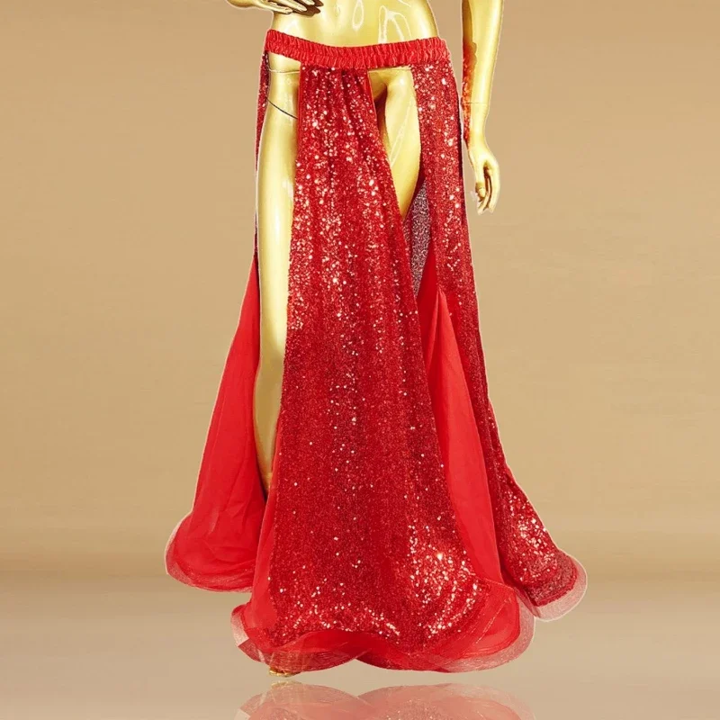 New Sequin Pearl Skirt Women's Sexy Belly Dance Bottom Long Skirt Stage Nightclub DJ Dance Performance Skirt