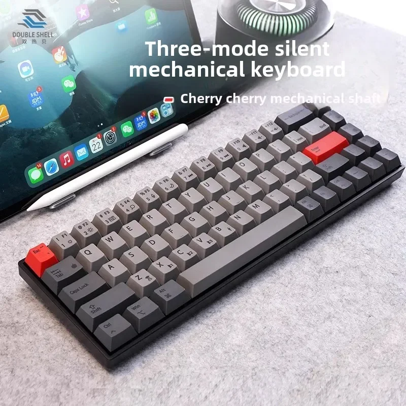 E Series Retro Three Mode Wireless Wired Mechanical Keyboard Cherry Axis Office Game Theme Mechanical Axis Full Key No Punch