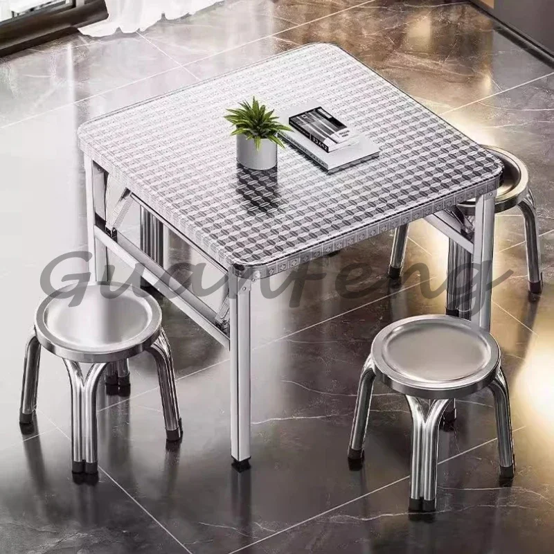 Stainless Steel Folding Camping Table, No Assembly Rustproof Portable Outdoor Dining Kitchen Table