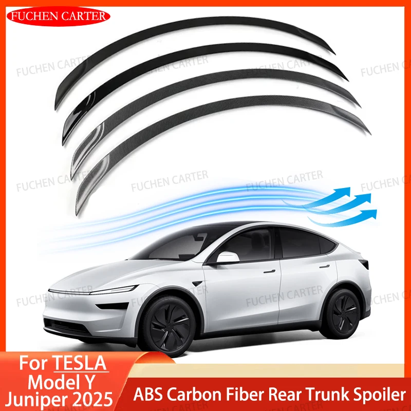 

Для Tesla Model Y Juniper 2025 ABS из углеродного волокна, высокопроизводительный спойлер, задние крылья багажника, внешние аксессуары для автомобиля, новинка