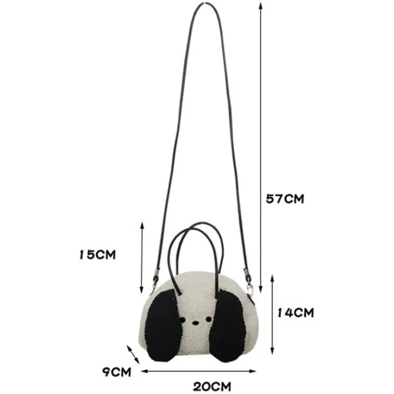Плюшевая сумка для щенка с большими ушами, милая Наплечная Сумка для собаки, искусственный пуховик ягненка, маленький тоут, милый кошелек, бумажник