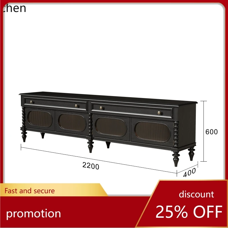 

HT storage locker solid wood TV cabinet small apartment French retro living room medium antique hall cabinet