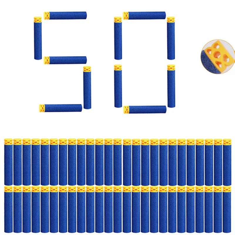 

50Pcs Blue Hollow Eva Soft Refill Bullets Foam Darts 7.2cm*1.3cm For Nerf,Elite Series Kids Toy Gun Accessories