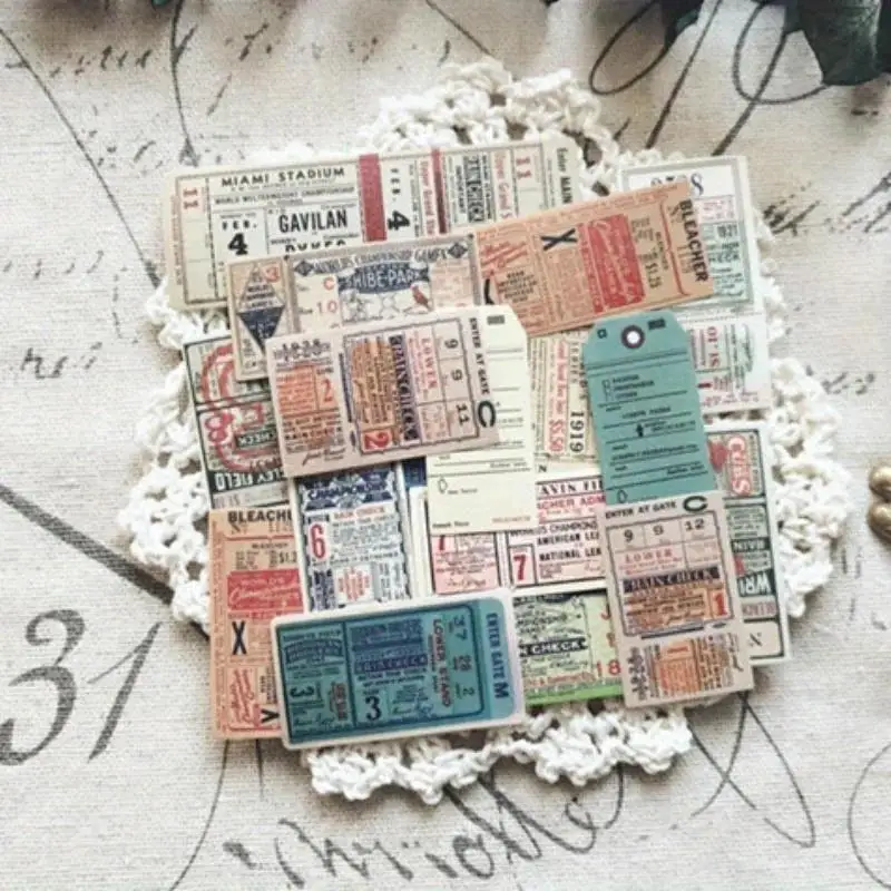 22 Pcs Vintage Ticket Sticker Paper for Scrapbooking Planner Card Making Diary Project