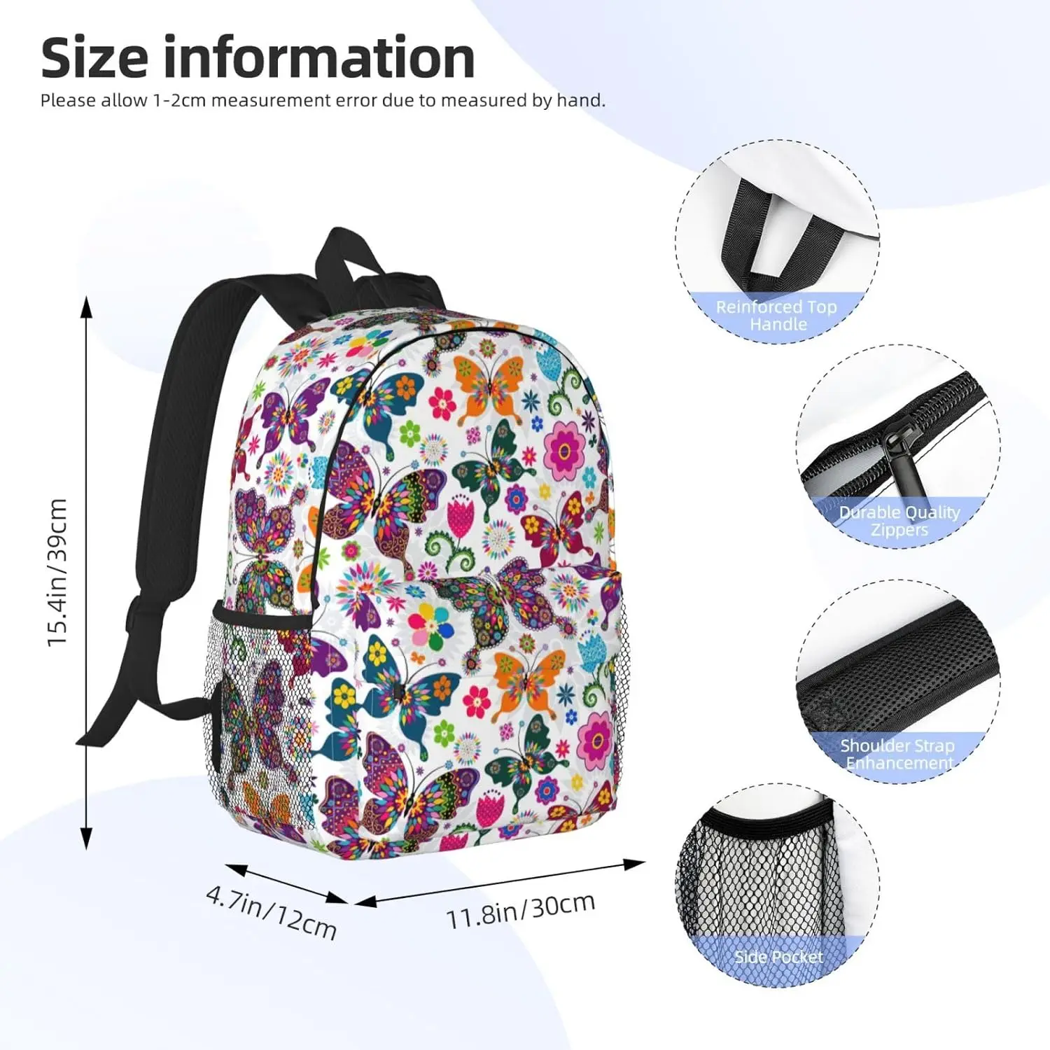 Spring Floral Butterfly Print Adults Backpack Lightweight Backpacks for Hiking Work Laptop Backpack Men Women