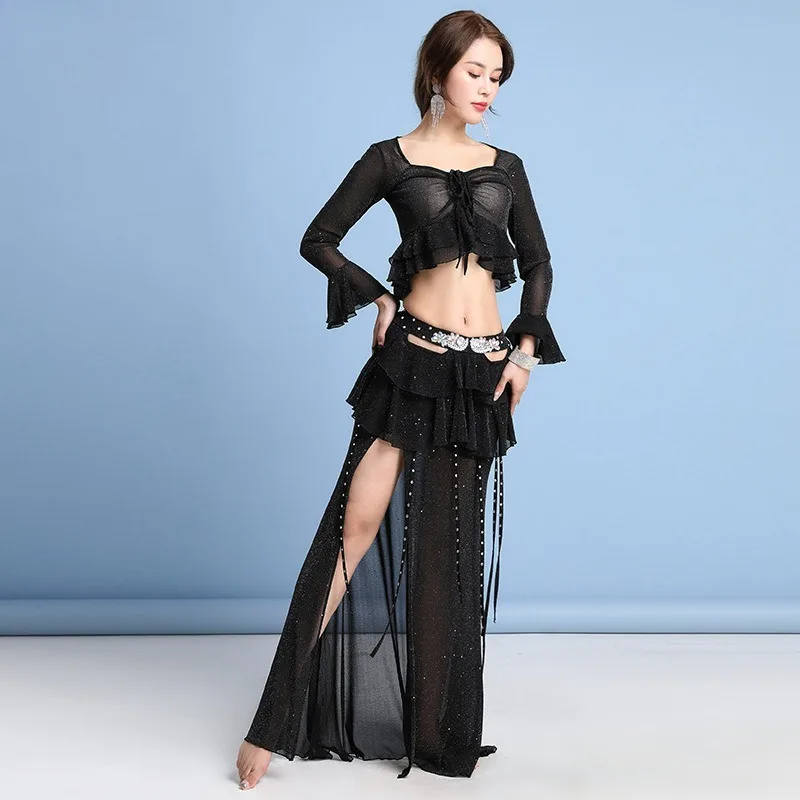 Trajes de danza del vientre personalizados, vestido de práctica con cordón, falda de cola de pez de diamante caliente, conjunto Sexy, vestido de danza Oriental para mujer