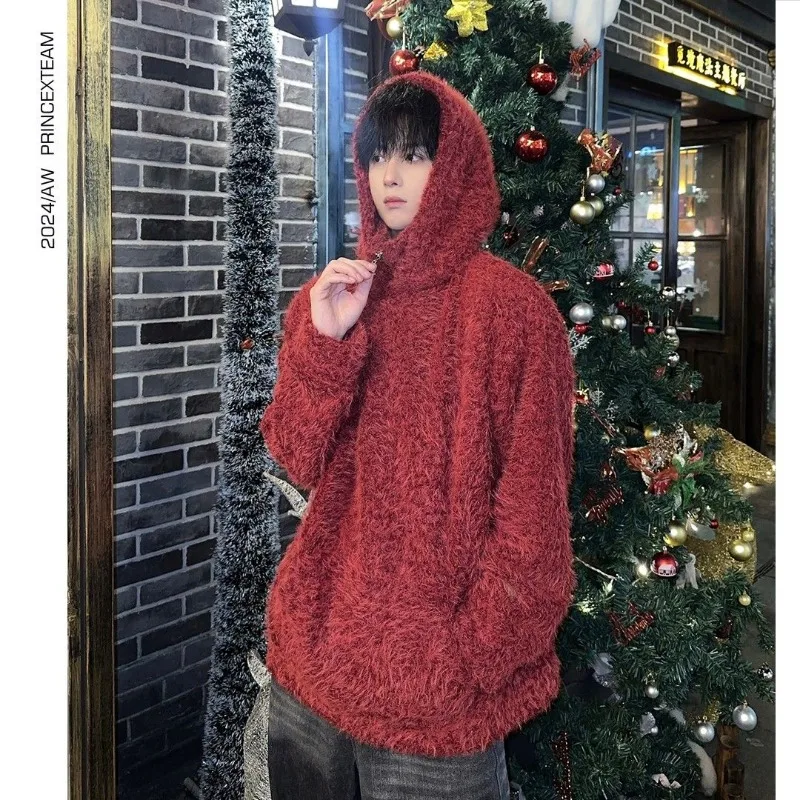 Men's clothing spring and autumn high quality stand collar zipper hooded handsome personality loose all-match sweater coat