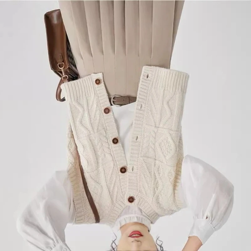 

Вязаный кардиган-жилет для женщин: новая коллекция осень-зима, укороченный фасон, верхняя одежда, рубашка-жилет, свитер