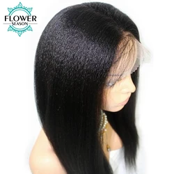 HD Lace Full Lace Human Hair Wigs Glueless Light Yaki Full Lace Wig Preplucked for Black Women Brazilian Straight Human Hair Wig
