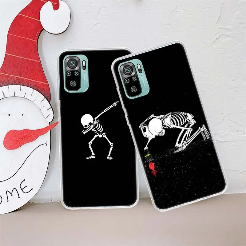 Funny Dance Skeleton Phone Case For Xiaomi Poco X3 F6 X4 F4 GT M3 M4 M5 M5S X5 X6 Pro 5G F5 F3 F2 F1 Mi Note 10 Lite Silicon Co