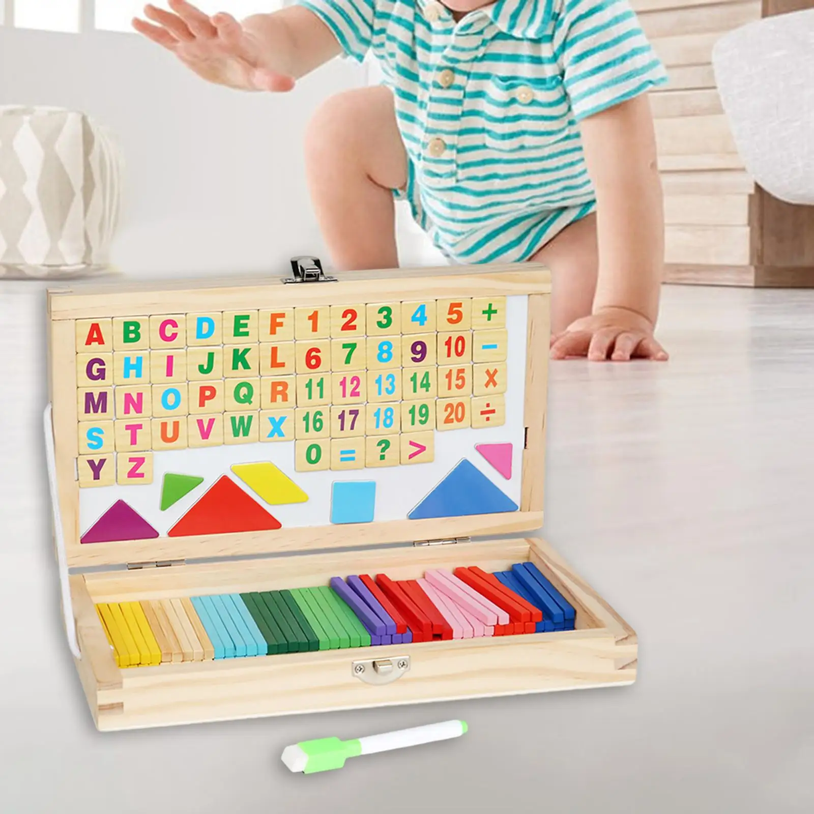 Multifunctional Calculation Box Math Toy Wooden Montessori Toy Abacus Multicolor Learning Toy Math and Counting Toy for Kids