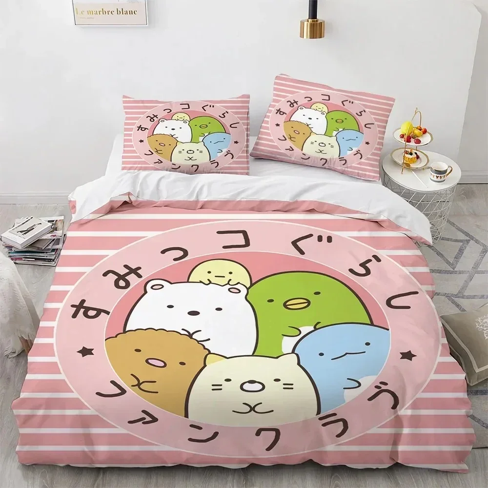 Exquisite 3D Printed Cartoon Sumikko Gurashi Duvet Cover Anime Kawaii Bedding Set Double Twin Full Queen King Adult Kids Quilt C