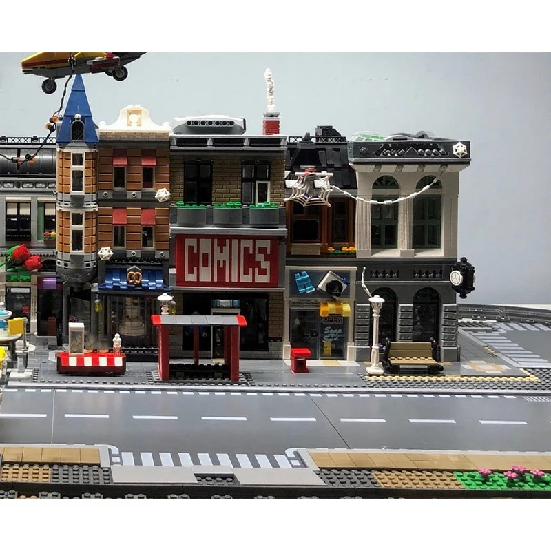 

979 шт. MOC модульный магазин комиксов с интерьерными модульными зданиями, строительный блок, рождественский подарок, мастер-серия, коллекционное издание