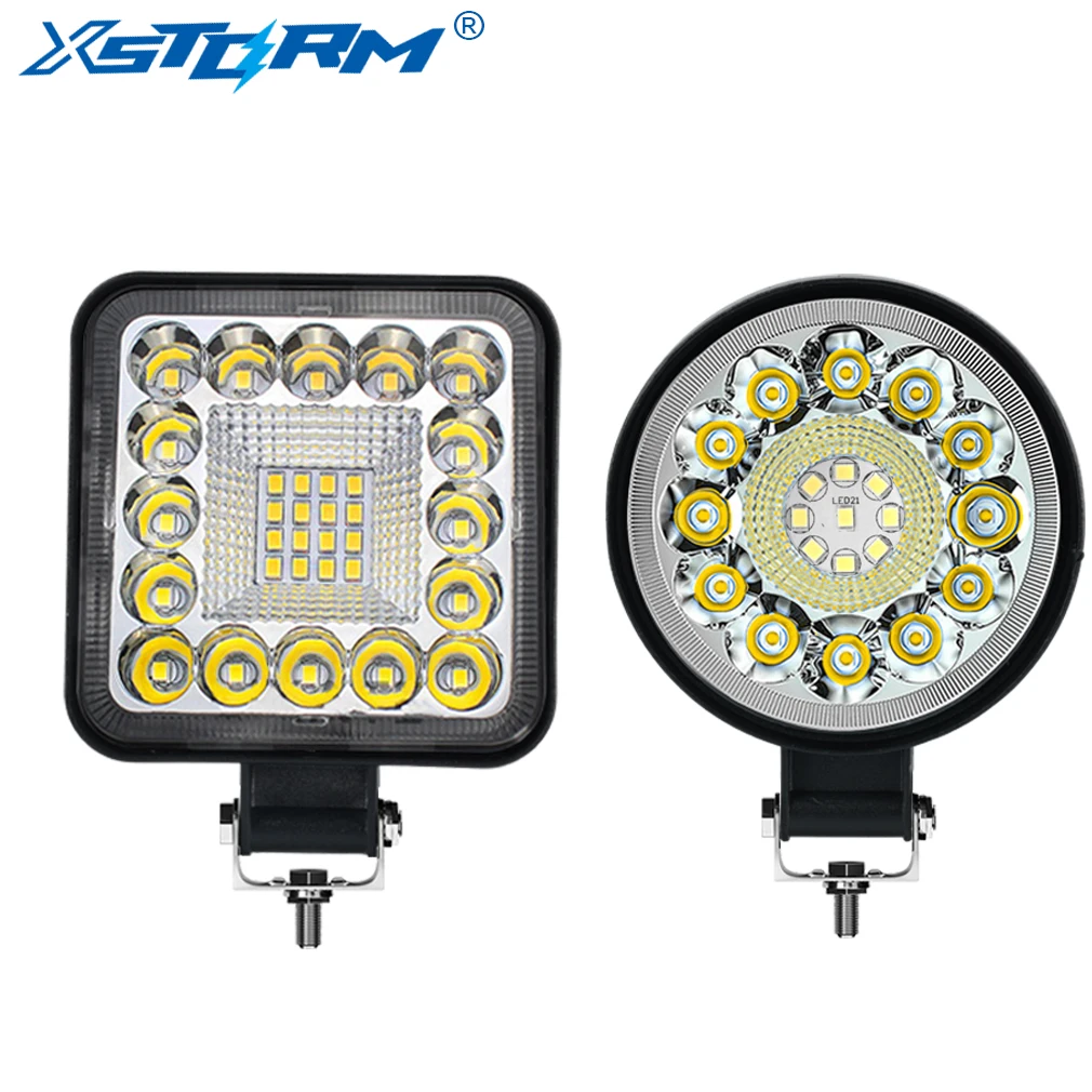 21LED 66W 36LED 96W Work Light 12V 24V Car LED Spotlight Square Round Auto Truck Off Road Mini Ledbar Offroad Car Headlight LED