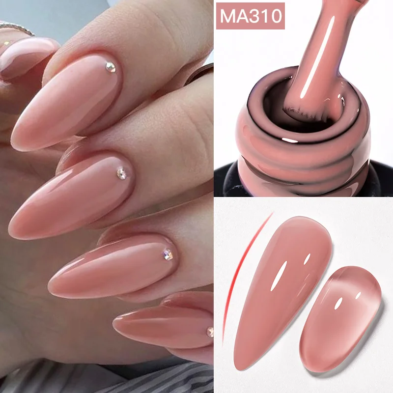 

MEET ACROSS 7ml Nude Crystal Rubber Base Gel Natural Color Semi Permanent Nail Polish Soak off UV Gel Nail Art Hybrid Varnish