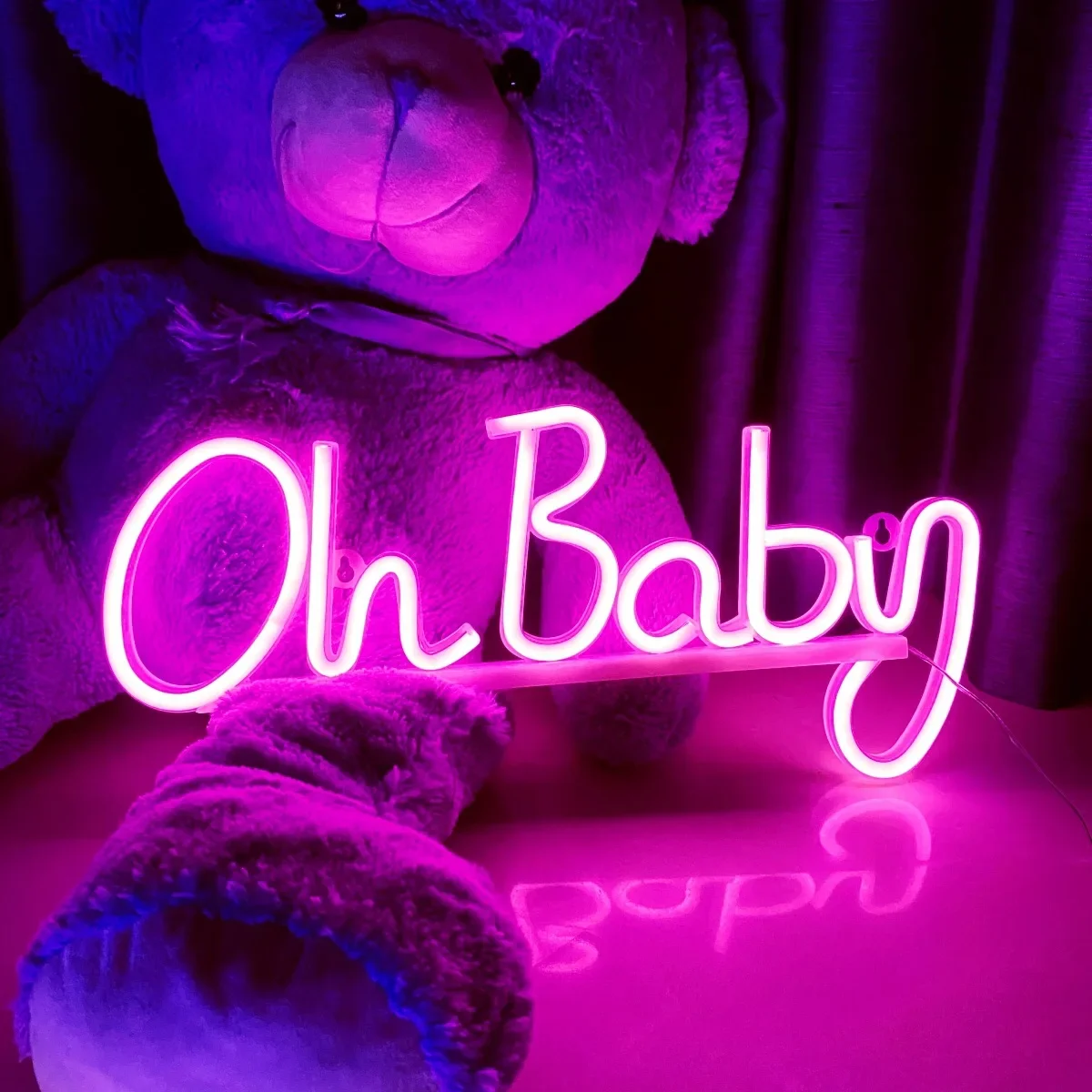 Oh Baby Neon Sign LED Love Heart  Neon Light Bedroom Wall Decor Girl Proposal Baby Room Decoration for Birthday Party Wedding