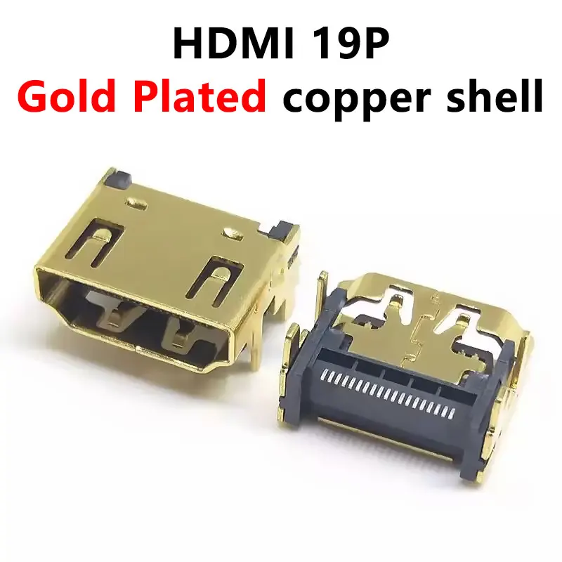 

5/10 Pcs HDMI Socket A Type 19PIN SMT Patch HD Interface Connector / HDMI Female Gold-plated Copper Shell A-type Interface 19PIN