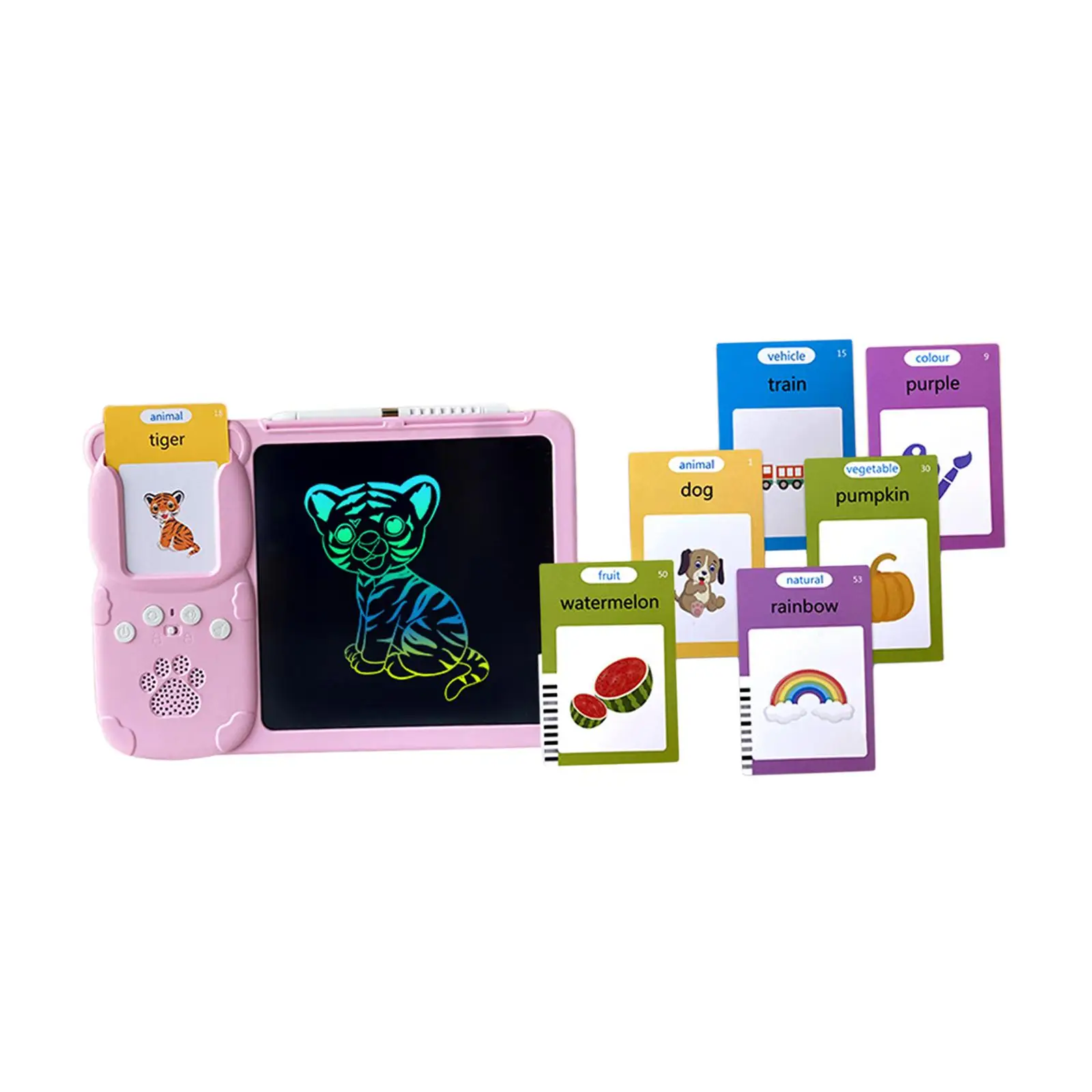 Talking Flash Cards Writing Tablet, Pocket Speech Talking Flash Cards with