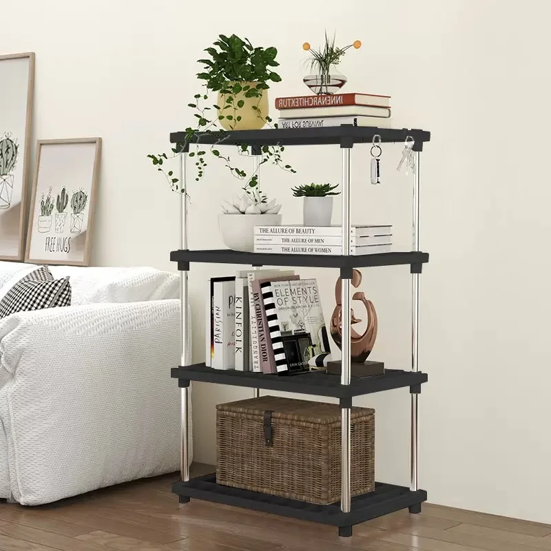 Four-Layer Multi-Functional Storage Rack Bathroom Living Room Organizing Rack Kitchen Bedroom Shelf Plastic Floor-Standing Stora