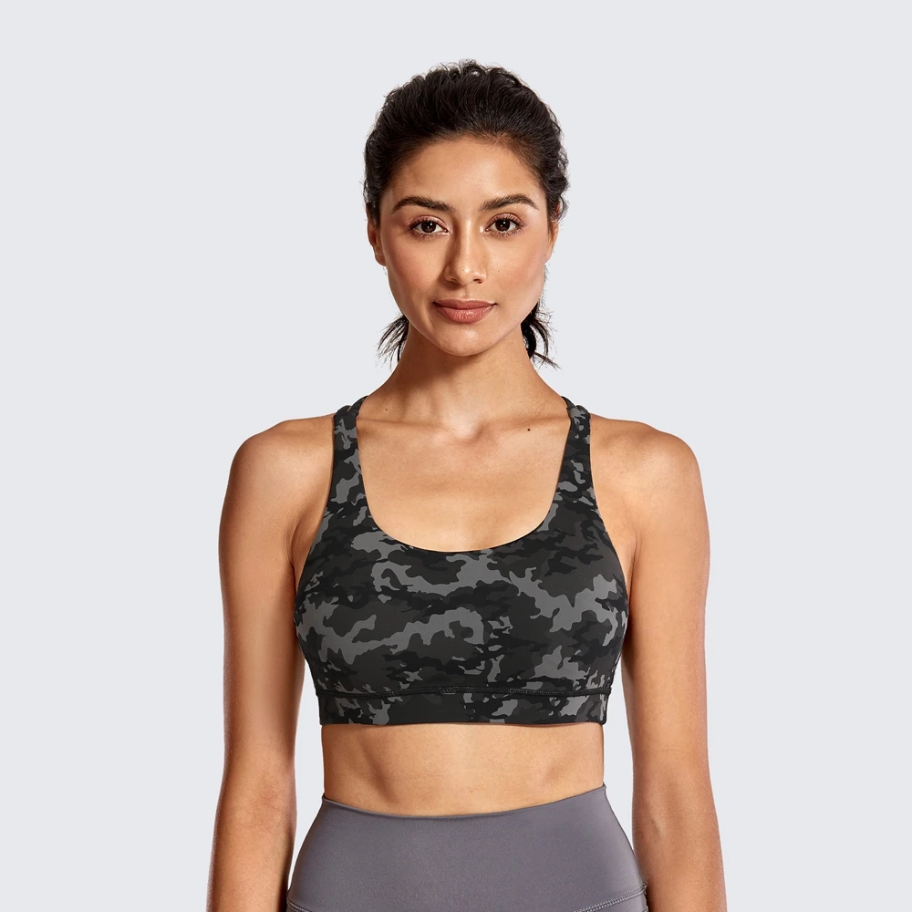 Solid Women Strappy Bras Yoga Criss Cross Wirefree Padded Tops camouflage Workout Sport Lady 2022