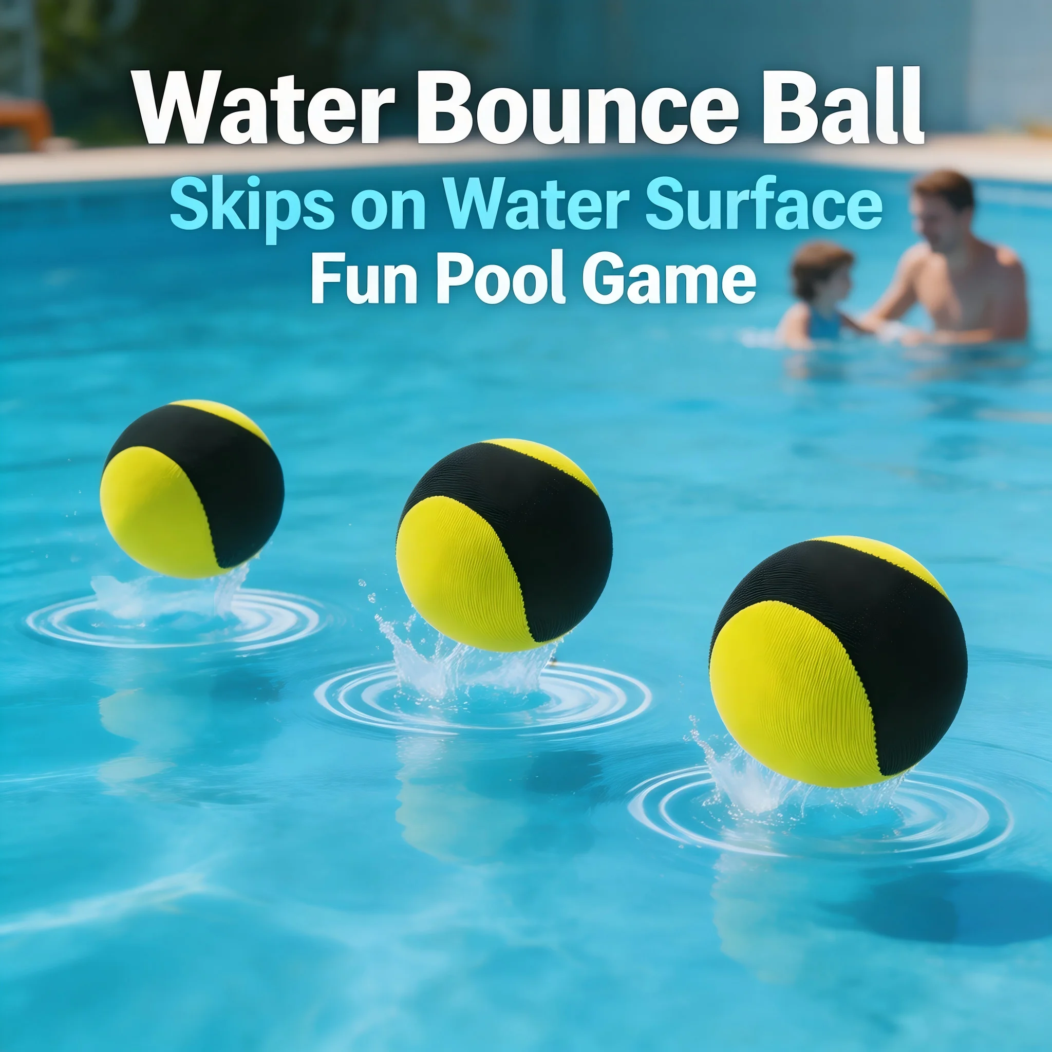 TPR Water Skip Bounce Ball Floating Water Skipping Ball for Swimming Pool Beach Summer Outdoor Water Play Toy for Kids & Adults
