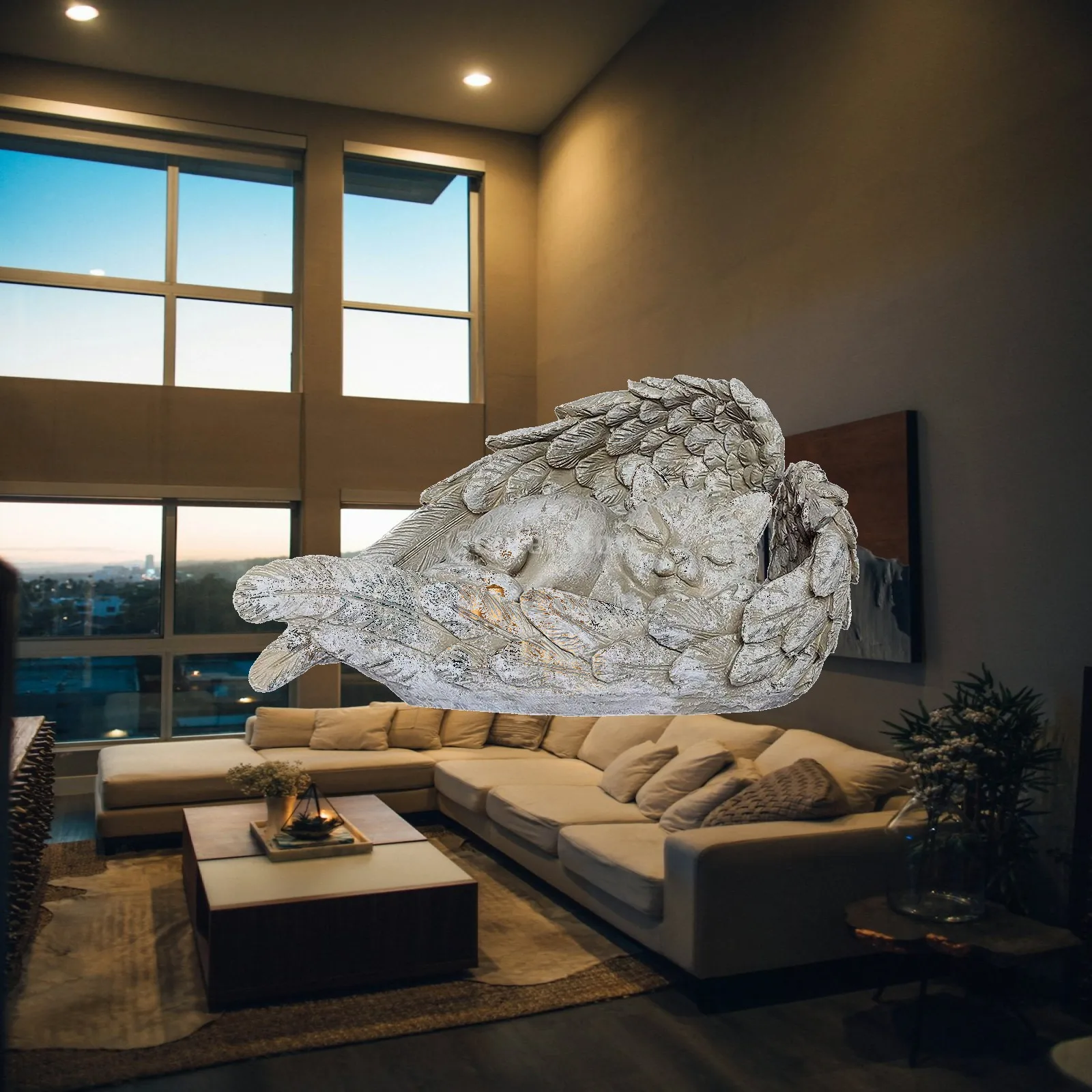 Dog Angel Memorial Statue Resin Statues Animal Sculpture Garden Ornaments Resin for Home Patio