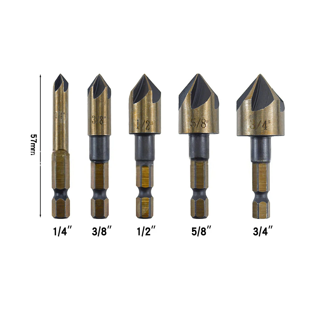 Imagem -06 - Cobalto Rebaixador Broca Grupo Chanfro Ferramentas Elétricas Flauta Hex Shank Metal 82 ° Hexagonal Shank Ângulo Chanfro Pcs M35