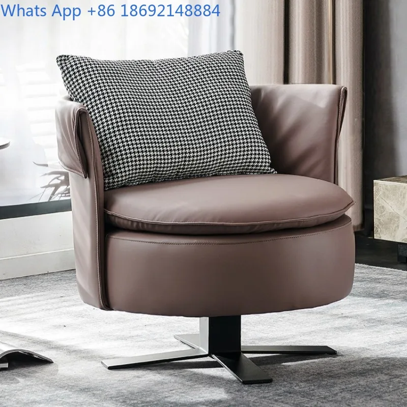 

Italian Style Leisure Chair Swivel Mesh Small Apartment Living Room Sofa Chair Bedroom Single Sofa Round Chair